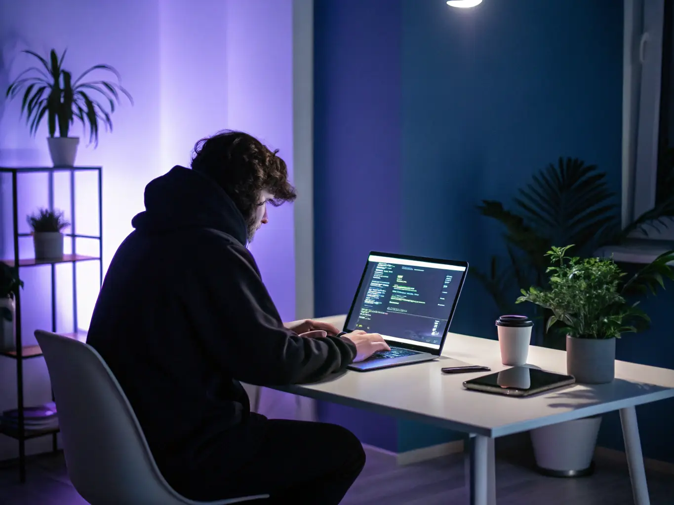A person using an AI-powered writing tool on their laptop, with a focus on the software interface and the generated text, in the context of AI Tool Reviews on Smart Side Hustles UK.