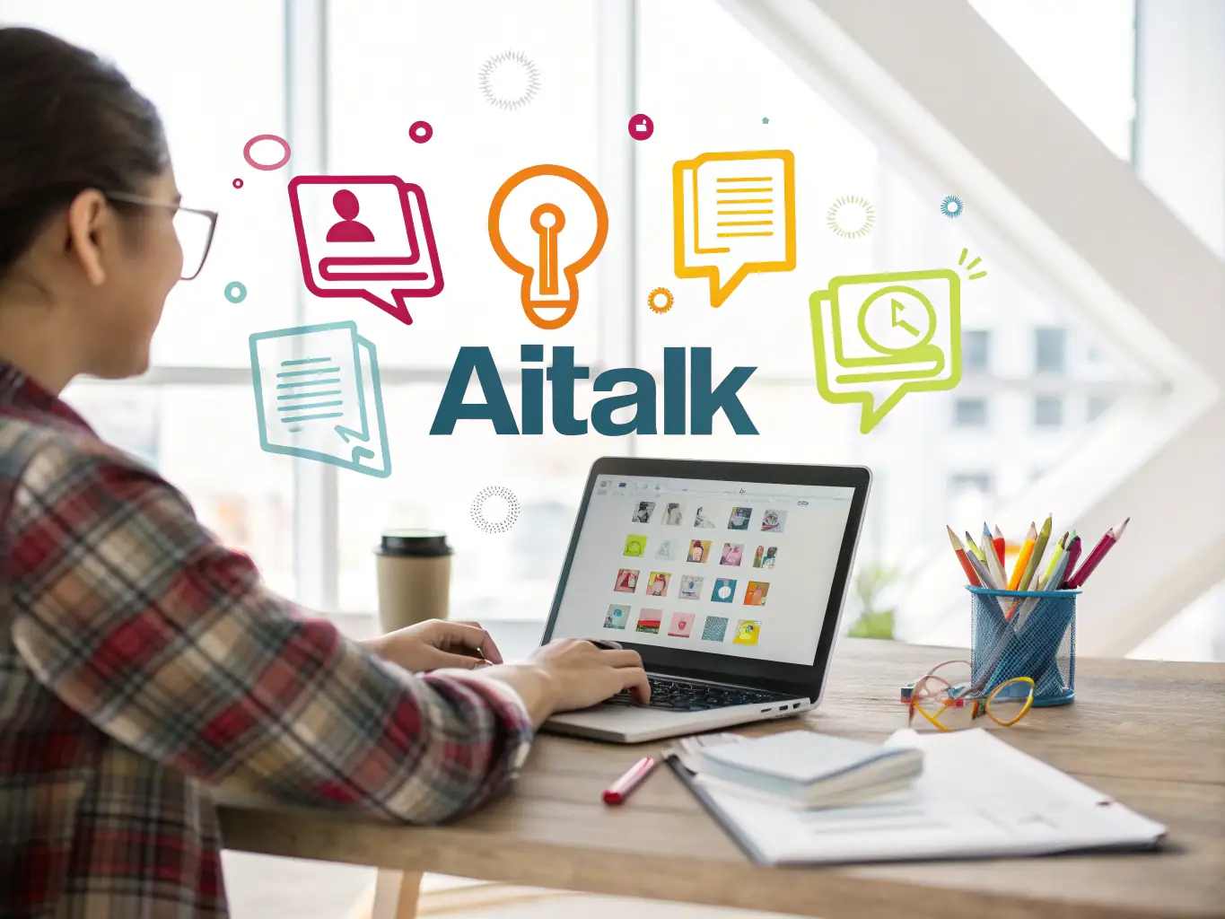 A digital illustration of a person providing online tutoring services via video call, with educational icons and a friendly, approachable demeanor.